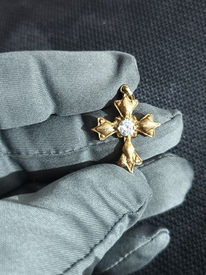Silver 92.5% small gold-plated cross pendant