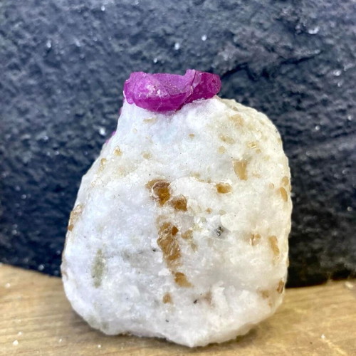 Natural rare raw ruby specimen in feldspar with mica new
