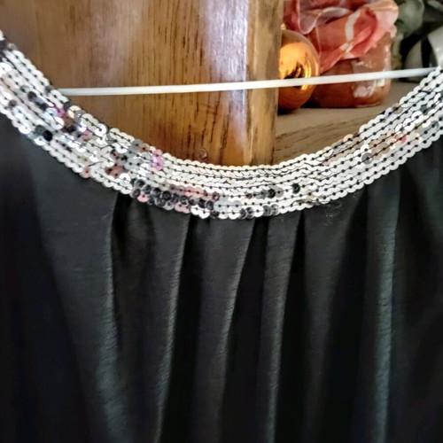 Shiny formal blouse small like new, black with sequins and lace