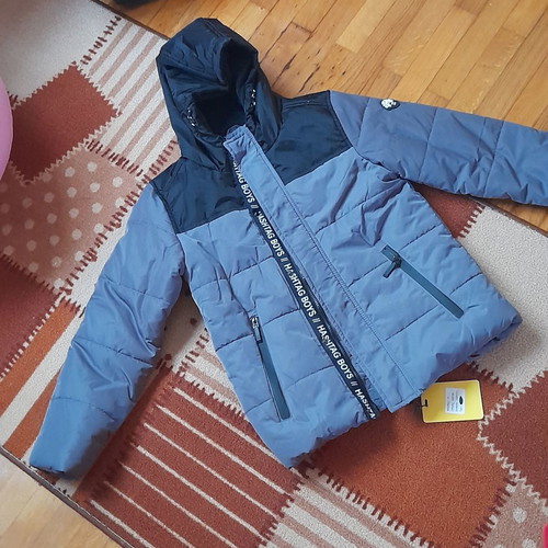 Hashtag thick jacket for 10-year-old boy new, gray-black