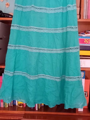 Strapless dress S used, airy, green-turquoise