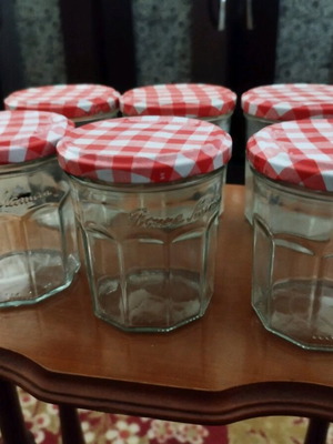 Glass jars like new, set of 6 for jam or compote