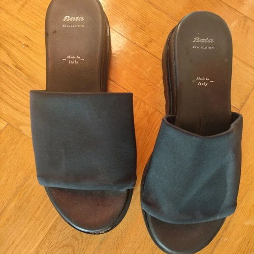 Bata platform sandals new, genuine leather, size 38, black