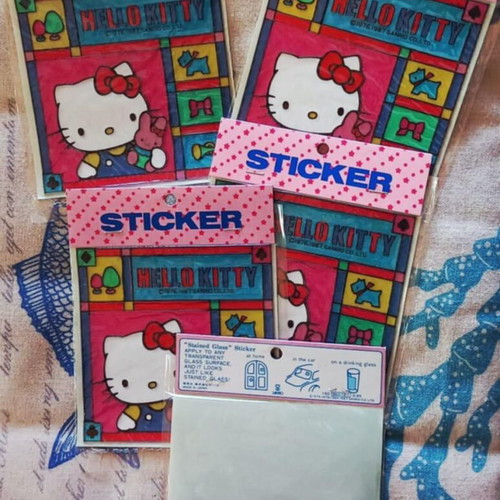 Vintage Sanrio Hello Kitty Stained Glass Stickers NOS 1987 new