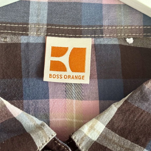 Boss Orange women's blouse size 40, pink blue brown check
