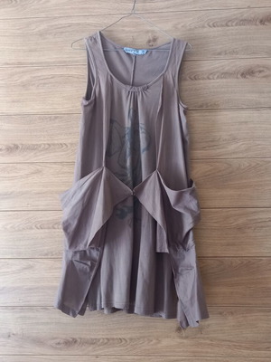 Helmi cotton dress with original design, XL, brown/khaki