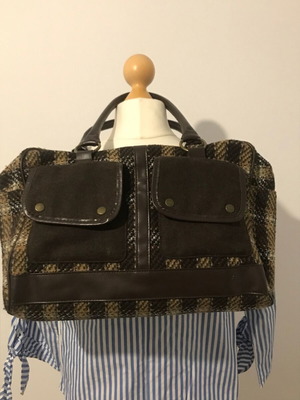 Zara Handbag like new, woven polyester with leather, beige and brown