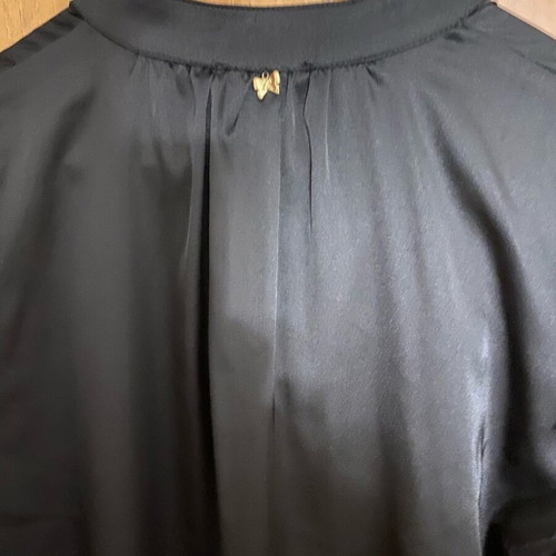 Regalinas satin short-sleeve shirt new, black, size S