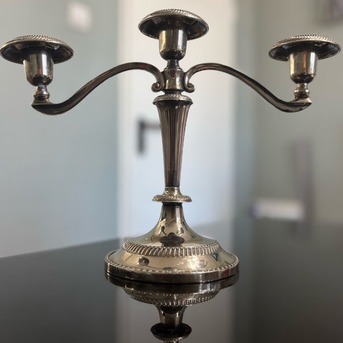 Vintage silver-plated solid candlestick with 3 holders like new