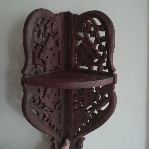Wooden carved corner shelf new (India)