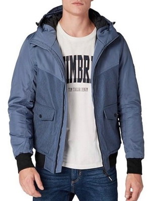 Tom Tailor Bomber winter jacket with hood like new, size S-M, blue