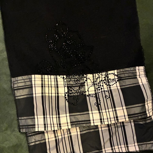 Double-sided scarf new, black and white checkered