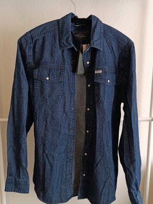 Funky Buddha jean unisex πουκάμισο καινούργιο, μπλε σκούρο, S/M