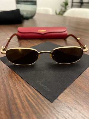 Cartier Vintage Bubinga Wood Sunglasses used, gold frame