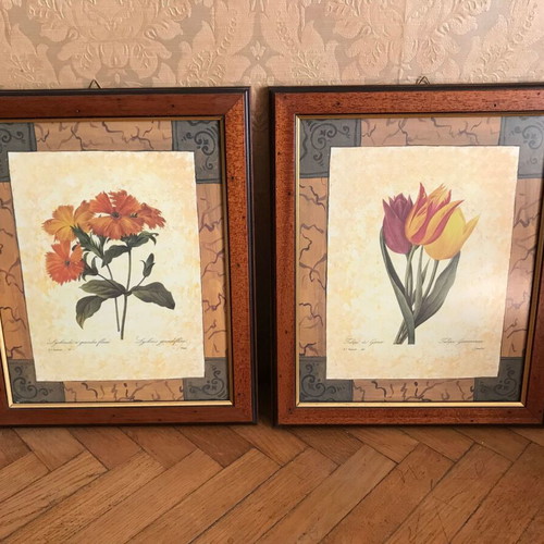 Set of 2 vintage flower frames retro decoration