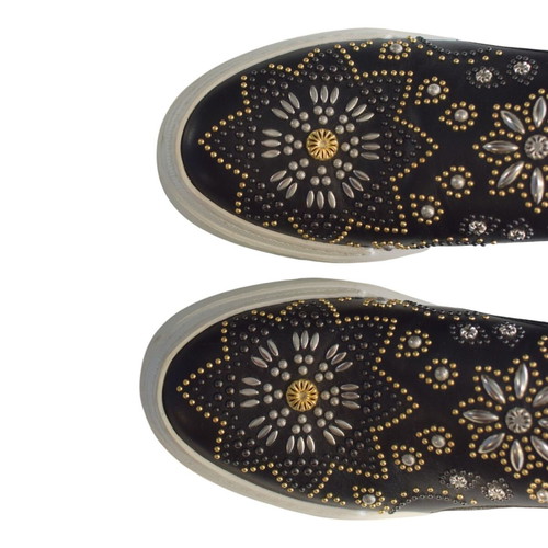 Roberto Cavalli Black Leather Slip-On Platform Sneakers like new, size 38