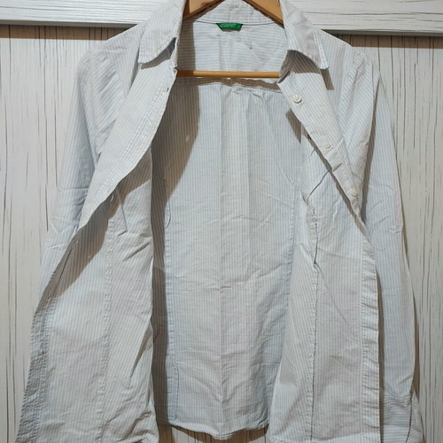 Benetton women's shirt used, size Medium, white, 100% cotton