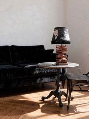 Πορτατίφ Black roses με ξύλινη βάση 55x25x20 Ε27