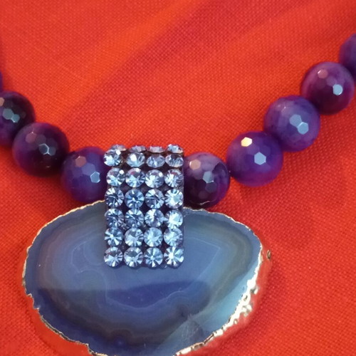 Necklace with semiprecious stones handmade vintage 90s amethyst beads