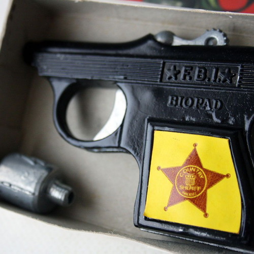 Interpol FBI Biopad toy pistol new, Greek antique