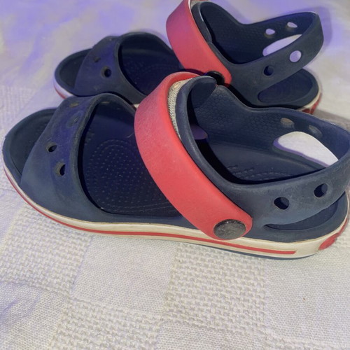 Crocs Crocband sandals used, blue and red, sizes 27-28