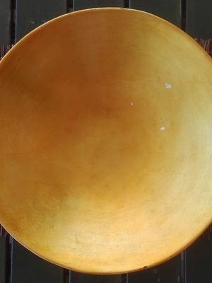 Wooden bowl used with gold enamel and base 40x10cm