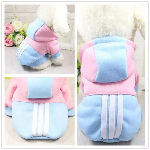 Dog Clothes Sporty Look Blue-Pink L new with hoodie and fleece
