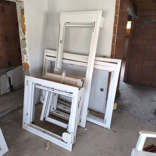 Window and door frames with shutters and screens, like new