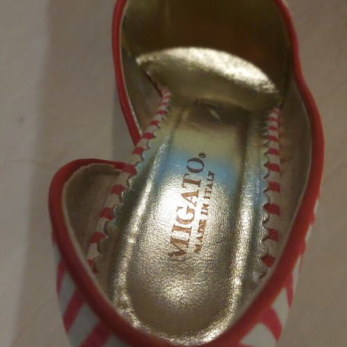 Migato red pumps with white stripes size 39 used