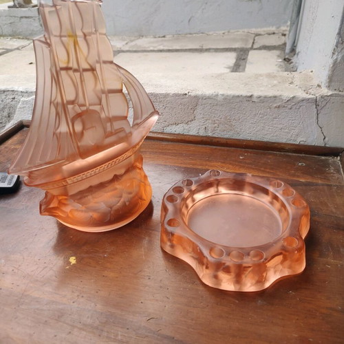 Crystal hanging candlestick art deco like new, pink