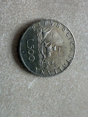 Silver Italian 500L coin Christopher Columbus used