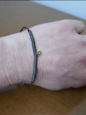 Minimal βραχιόλι μακραμέ με στοιχείο χρυσού 14Κ και zircon καινούργιο