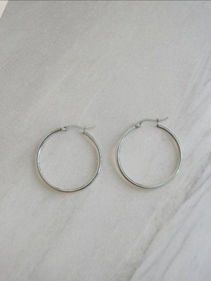 Earrings hoop steel silver new 30mm