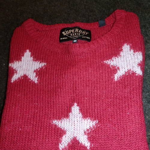 Superdry wool Christmas sweater used, red, size M