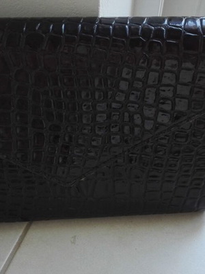 Large black ZARA clutch bag with croc effect, new