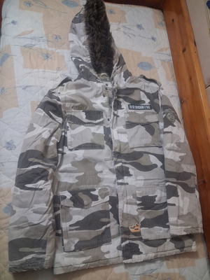 Fishbone Camo Parka jacket like new, men's large