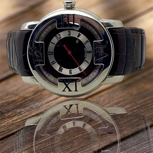 GF.FERRE 45mm watch used with sapphire crystal and leather strap
