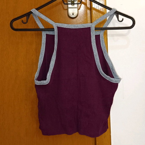 Bershka Bordeaux top with gray details like new size M