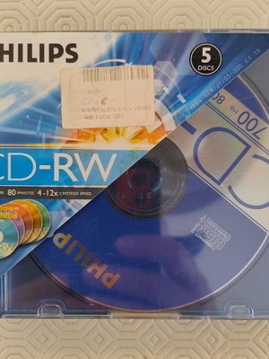 Philips CD-RW 12x Speed 700MB new, pack of 5 discs