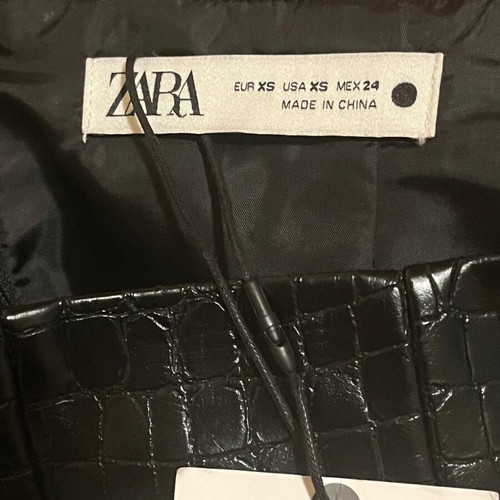 Zara mini skirt with embossed croco effect, black