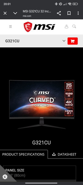 MSI G321CU OPTIX 31.5"/4K ULTRA HD/144hz