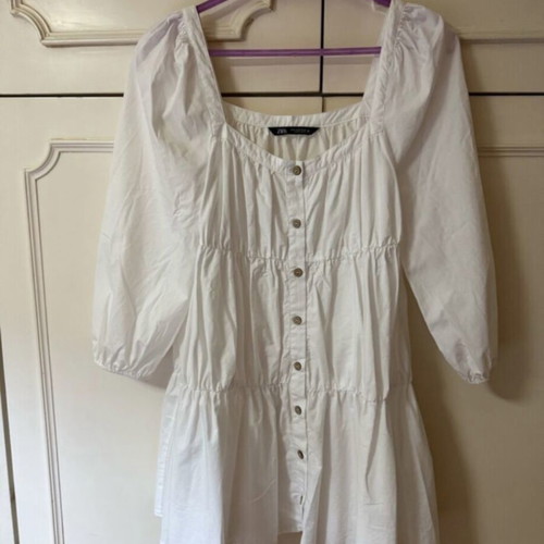 Zara white mini dress in poplin