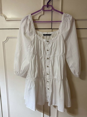 Zara white mini dress in poplin