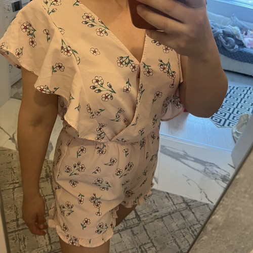 Women's jumpsuit like new, pink floral, size S/M