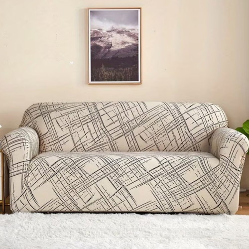 Elastic sofa covers with geometric pattern like new, separate sale