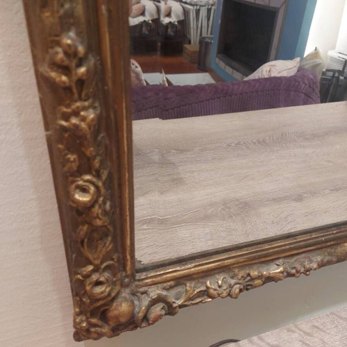 Antique mirror with authentic gold leaf, like new