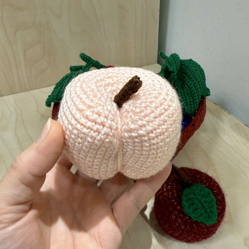 Basket with handmade fruit decoration