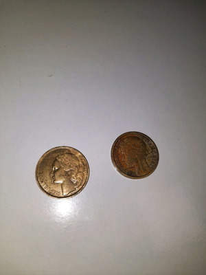 Νόμισμα franc μεταχειρισμένο, 1 franc 1932 και 20 francs 1951