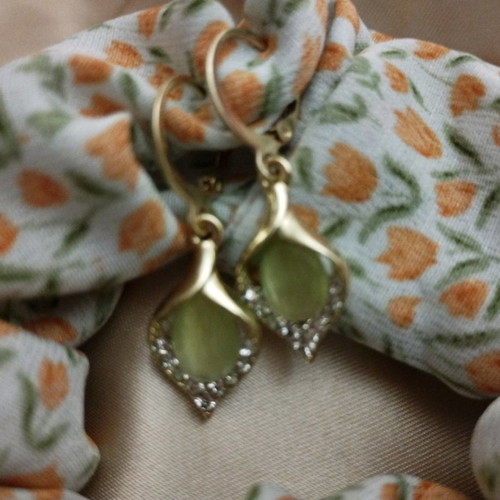 Fo Bijou Earrings with Green Stone new