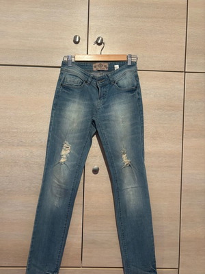 Blue open jeans Pink Woman like new, size 34 small